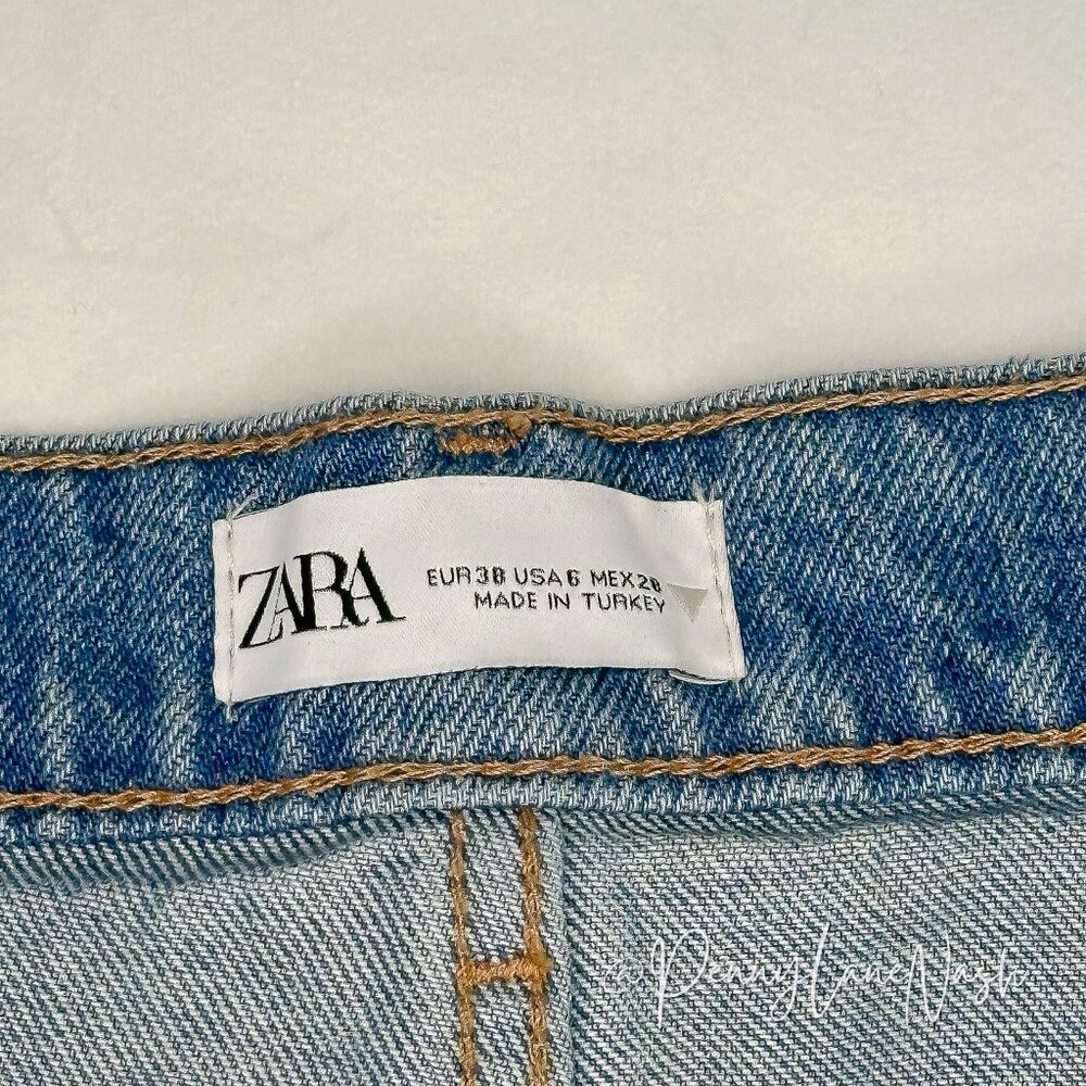 Zara High-Rise Button Fly Denim Cut Off Shorts Size 6 - Picture 11 of 12